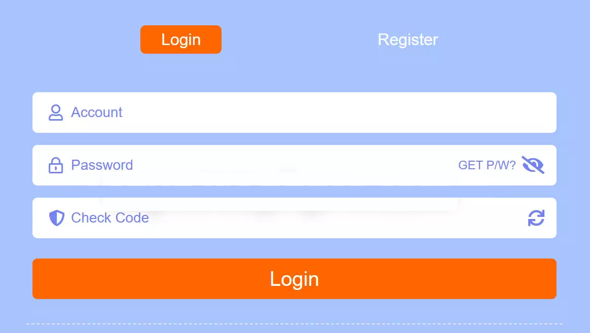 Taya365 login interface